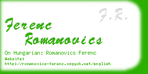 ferenc romanovics business card